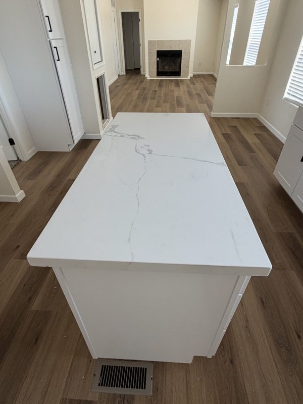 Calacatta quartz kitchen island countertop