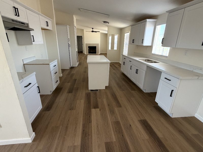 Full kitchen remodel with quartz countertops and island